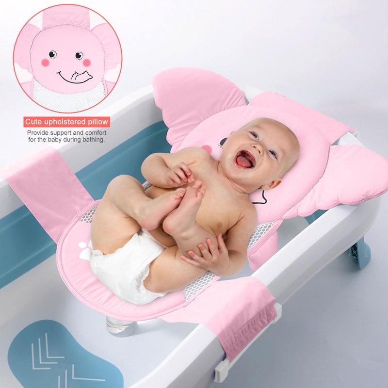 AIR&TREE Baby Bath Seat Support Net, Quick Drying, Adjustable, Comfortable, Non-Slip, Infant Bathtub Sling Shower Mesh for a Tub, with Safety Support Corners (Pink) - Image 3