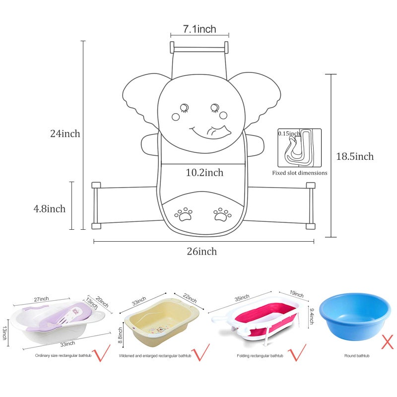 AIR&TREE Baby Bath Seat Support Net, Quick Drying, Adjustable, Comfortable, Non-Slip, Infant Bathtub Sling Shower Mesh for a Tub, with Safety Support Corners (Pink) - Image 2