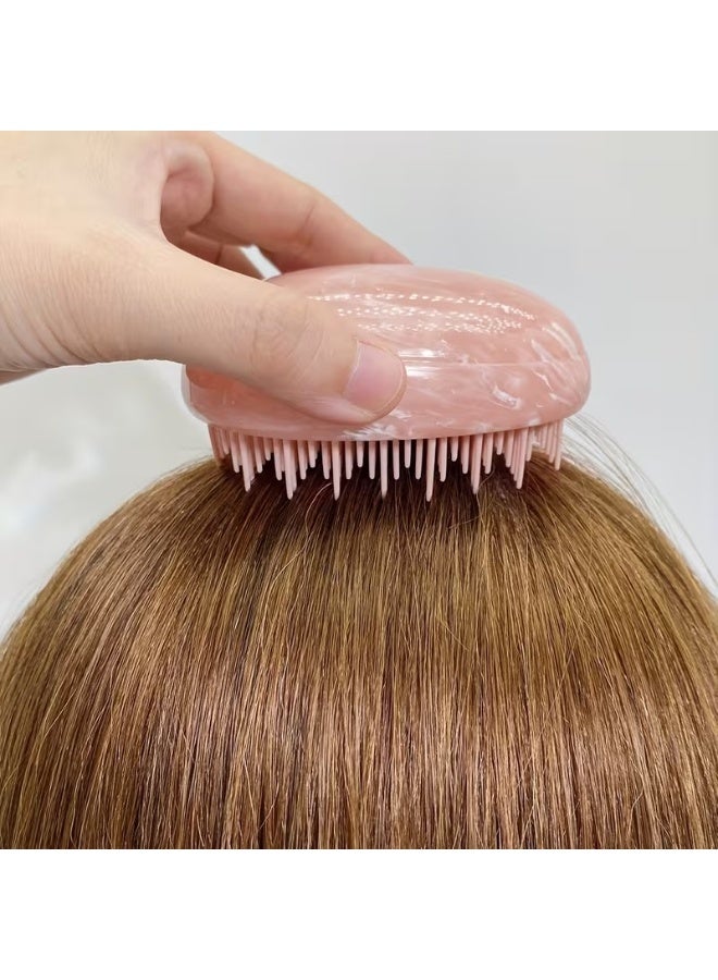 Goolsky فرشاة شعر بيضاوية وردية مدمجة - تصميم دائري ناعم لفك تشابك الشعر مع نتوءات ناعمة لتدليك فروة الرأس - مقبض من بلاستيك ABS متين - مثالية للسفر وجميع أنواع الشعر - Image 3