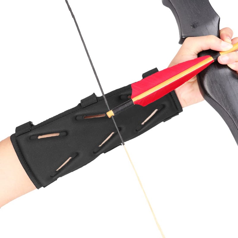 KRATARC Archery Arm Guard Adjustable 3-Strap Accessory Lightweight Hunting Target Practive Adult Unisex (Black, Length 9'') - Image 2
