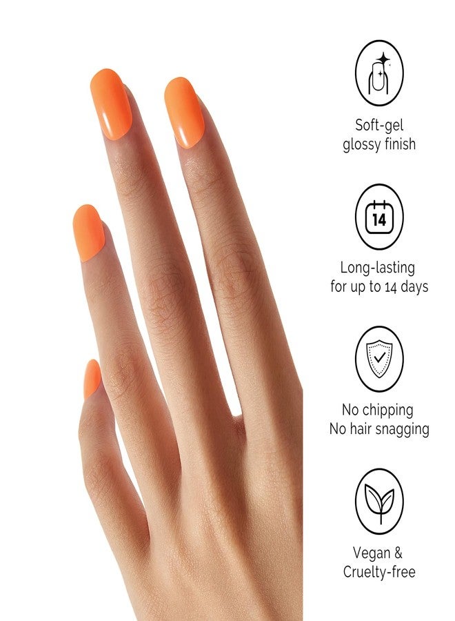 NAILOG Semi Cured Gel Strips - 20 Pcs Stickers | Buy 2 Get 1 UV Lamp | Extra Long Wraps With Glossy Gel Finishing | Orange Bomb - Image 3