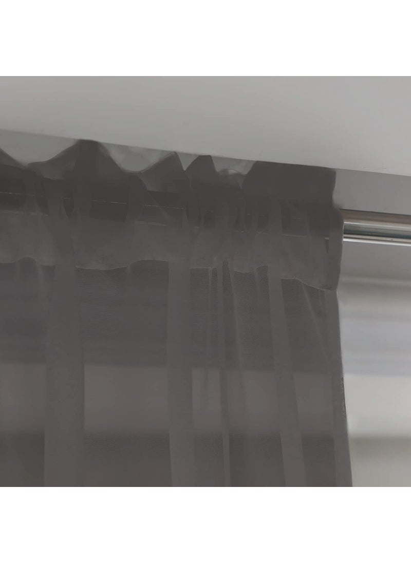L&TEC Window Dark Grey Sheer Curtains 60 Inches Width 145 Inches Long 2 Panels Sheer Curtains Clear Curtains Basic Rod Pocket Panel for Home Living Room Bedroom Kids Room Yard Patio Parlor Sliding  - Image 4