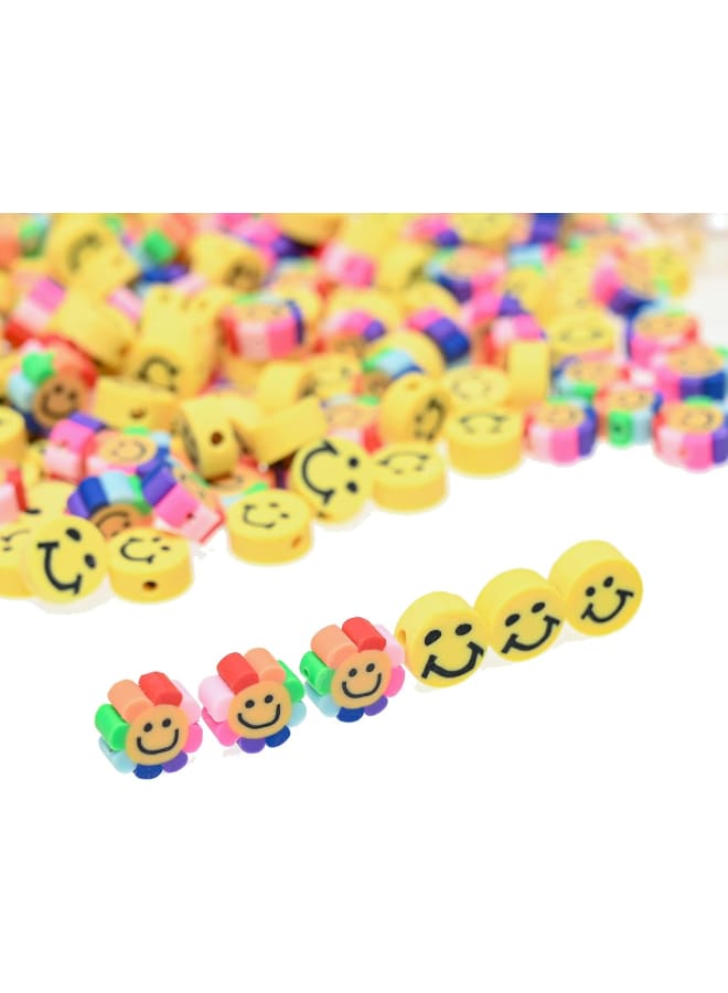 100pcs Mix Heart Star Flower Smiley Face Beads Loose Spacer Candy Ice Cream Sunflower Christmas Polymer Clay Bead for Jewelry Making Bracelet Necklace Earring Women Girls DIY Craft Supplies - Image 2