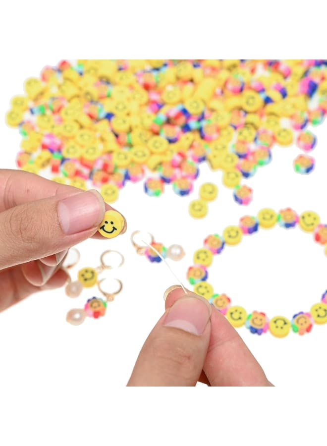 100pcs Mix Heart Star Flower Smiley Face Beads Loose Spacer Candy Ice Cream Sunflower Christmas Polymer Clay Bead for Jewelry Making Bracelet Necklace Earring Women Girls DIY Craft Supplies - Image 3