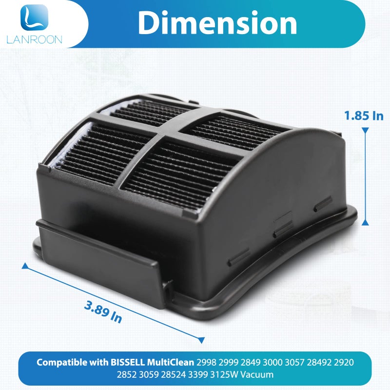 LANROON 2998 Filter for Bissell 2998 Multiclean Lift-Off Pet Vacuum, Fit for Bissell 2998 2999 2849 3000 3057 2849 28524 2920 3059 3399 2852 3125W 31269 Vacuum, Part 1625641 - Image 2
