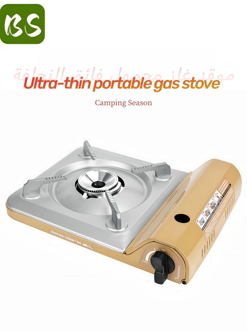 بي إس موقد غاز محمول فائق النحافة (3500 واط) | موقد تخييم خارجي | موقد غاز للطوارئ、دافور、غاز رحلات、غاز صغير لرحلات、غاز متنقل、فرن رحلات、موقد、موقد غاز خفيف、موقد غاز للرحلات、موقد لون بيج غاز | تصميم خفيف الوزن | سهل الحمل | صمام مغناطيسي لسهولة التركيب | احتراق عالي الكفاءة | متين | قاعدة ثابتة وغير قابلة للانزلاق مصنوعة من سبيكة معدنية - Image 1