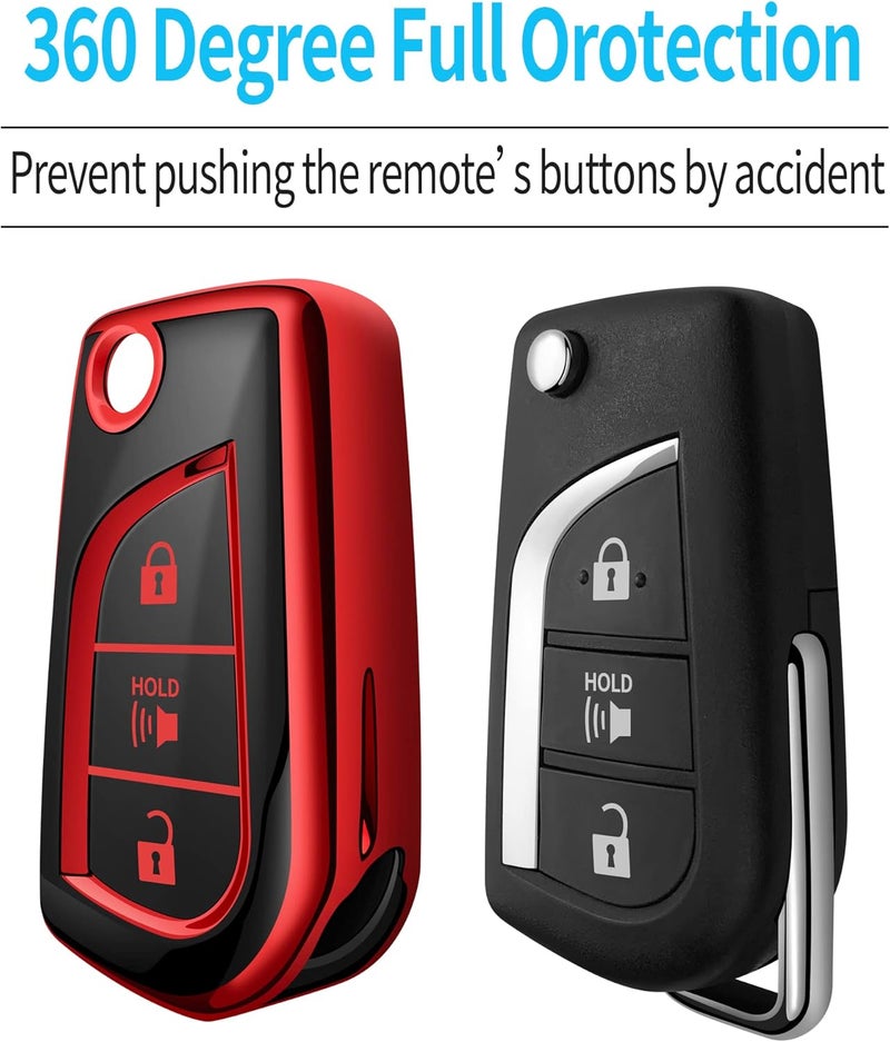 Tukellen Red TPU Key Fob Cover for Toyota - Image 4