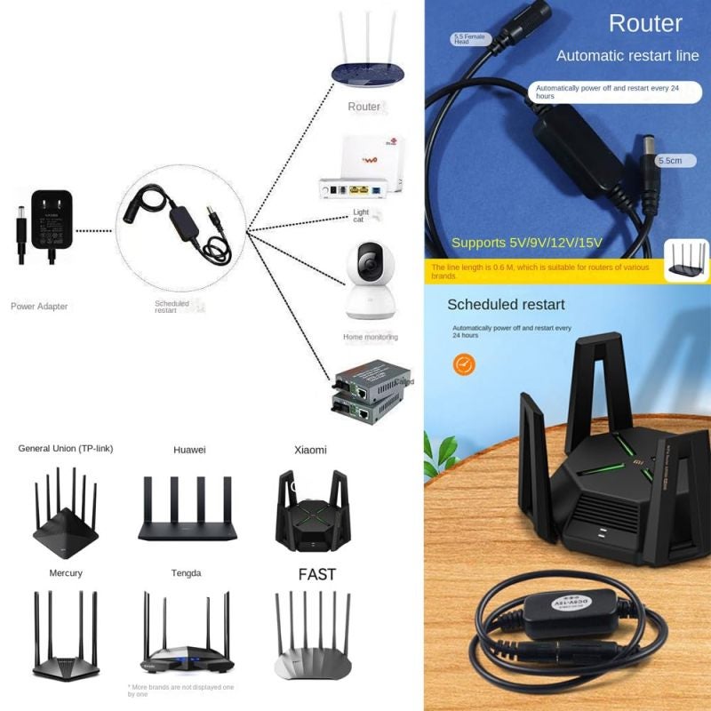 Automatic Router Reset 2Pcs Black & White Timed Power Cycle Device - Auto Scheduled Reboots, Bandwidth Efficiency Boost Router Reset Tool for Home Network Maintenance - Image 3