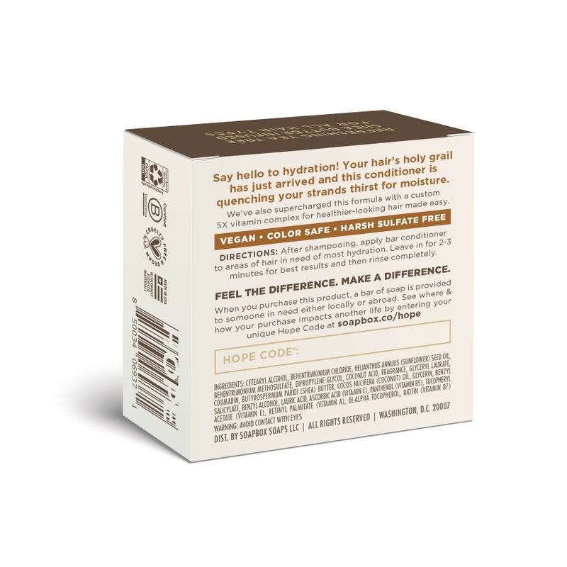 Soapbox Hair Conditioner Bar with Coconut Oil to Moisturize and Nourish Dry Damaged Hair - 2oz Solid Conditioner, Low Plastic, Vegan, Sulfate Free, Paraben Free - Image 3