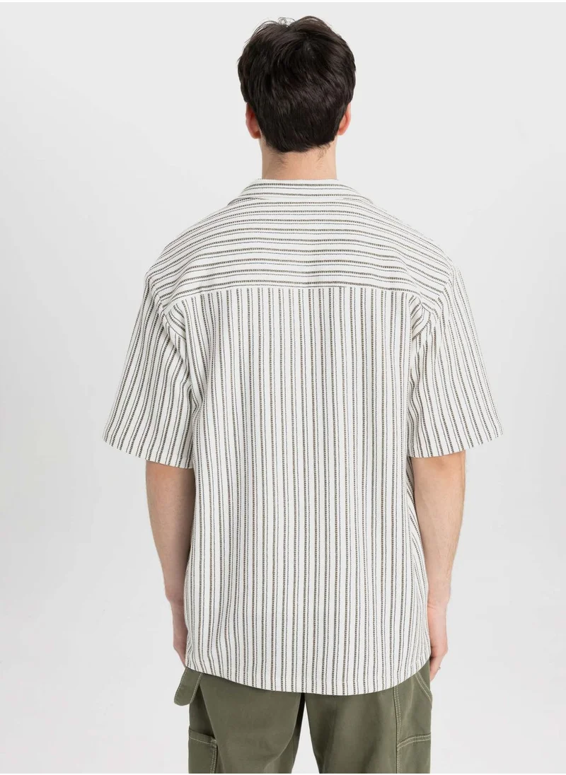 DeFacto Relax Fit Striped Short Sleeve Shirt