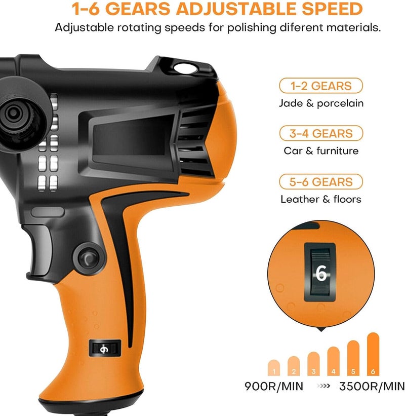 980W Polisher Machine Kit, Variable Speed Car Buffer Polisher, Home Diy Polisher Car Buffer Polisher Waxer Kit For Car Sanding Polishing Waxing Sealing Glaze - Image 4