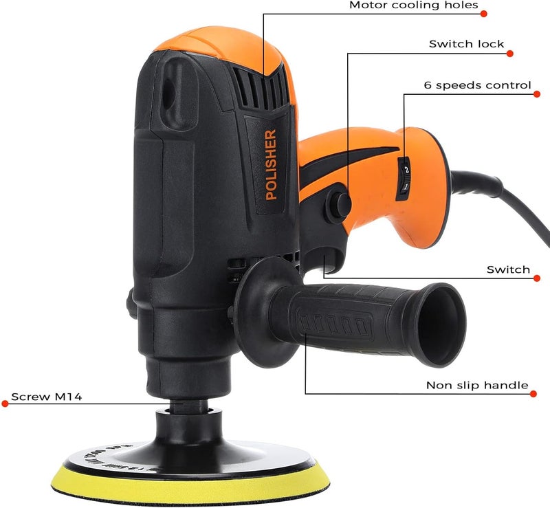 980W Polisher Machine Kit, Variable Speed Car Buffer Polisher, Home Diy Polisher Car Buffer Polisher Waxer Kit For Car Sanding Polishing Waxing Sealing Glaze - Image 5