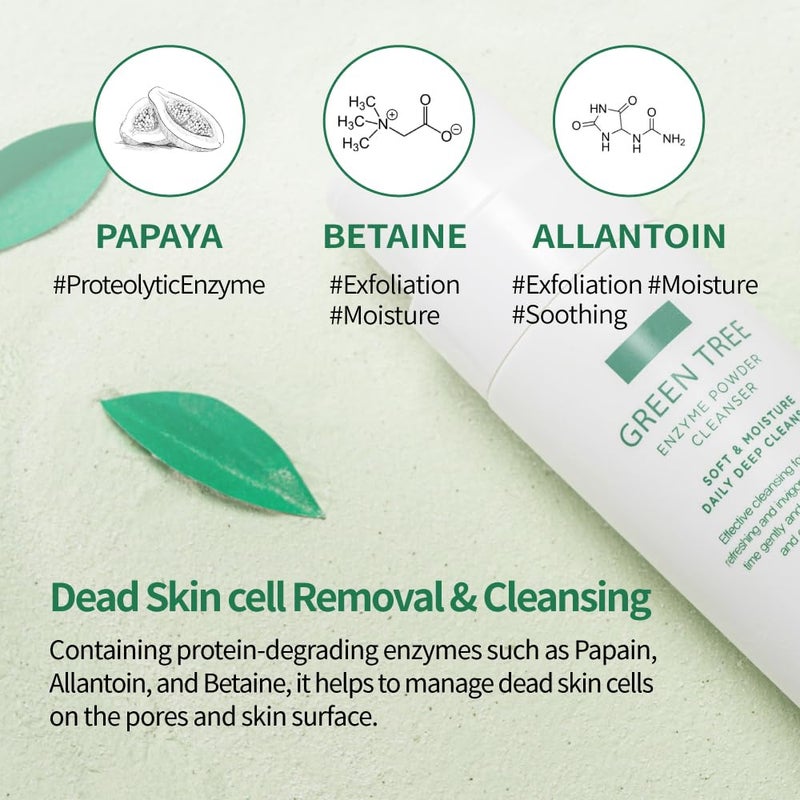 BEAUDIANI Green Tree Enzyme Powder Face Wash â€“ Gentle Exfoliating & Hydrating Skin Facial Cleanser - Image 4