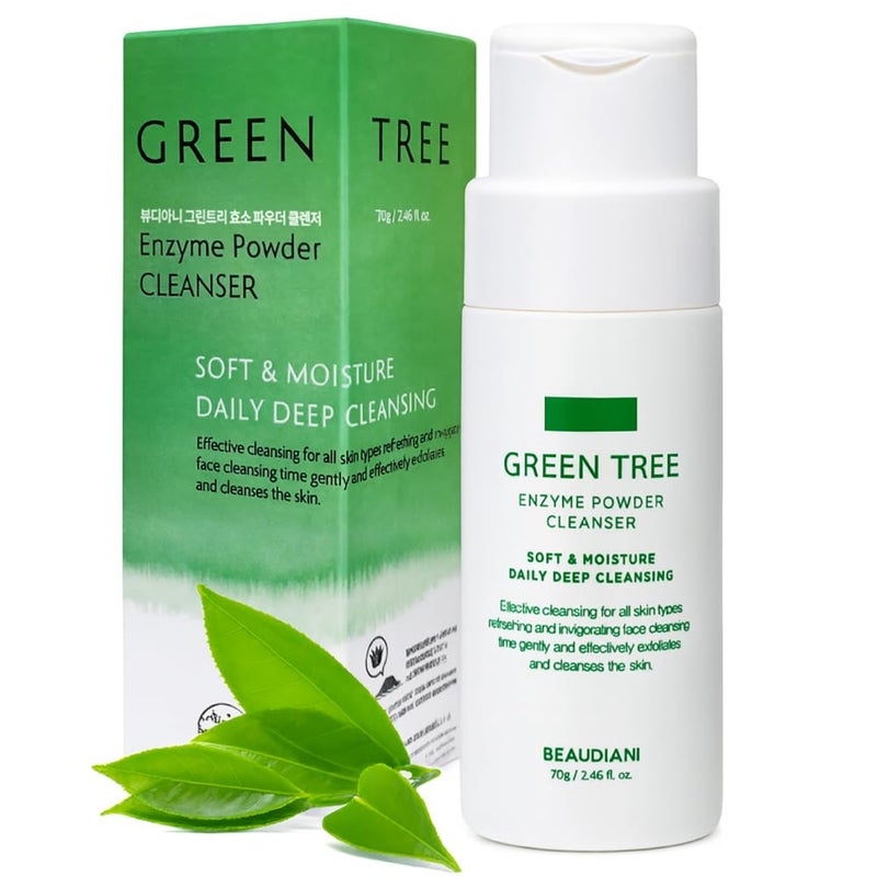 BEAUDIANI Green Tree Enzyme Powder Face Wash â€“ Gentle Exfoliating & Hydrating Skin Facial Cleanser - Image 1