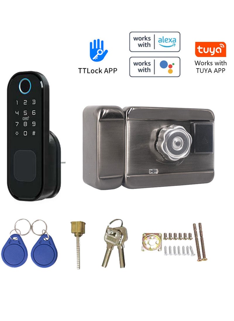 Generic Tuya WiFi No Wiring Waterproof Fingerprint Lock Digital Code Electronic Door Lock For Home Security Compatible with Google Home Amazon Alexa  - Image 1