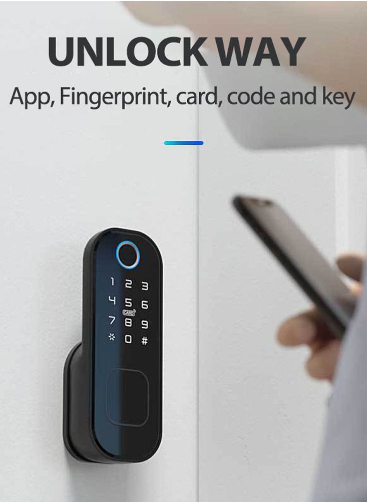 Generic Tuya WiFi No Wiring Waterproof Fingerprint Lock Digital Code Electronic Door Lock For Home Security Compatible with Google Home Amazon Alexa  - Image 3
