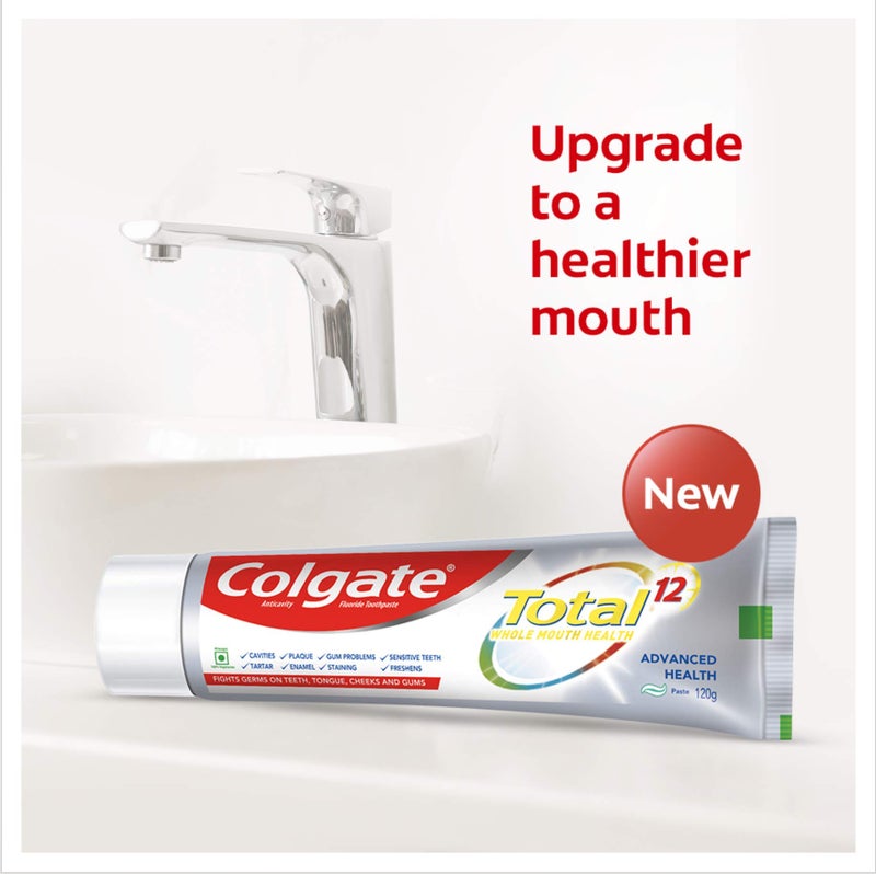 Colgate كولجيت توتال لصحة الفم الكاملة، معجون أسنان مضاد للبكتيريا، 360جم (صحة متقدمة، عبوة موفرة)، رعاية فموية متعددة الألوان - Image 3