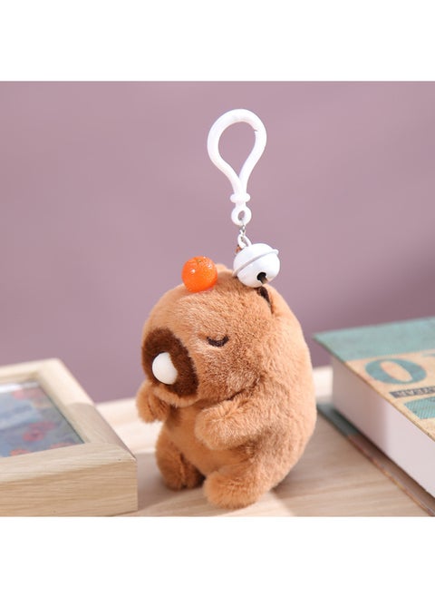 Le Jier With Keychain Bell Pull Rope Wagging Tail Cat Doll Called White Rabbit Plush Toy Gift-Specifications:Kapibala [spit Bubbles + Keychain Bell]