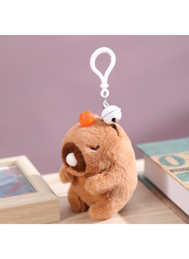 Le Jier With Keychain Bell Pull Rope Wagging Tail Cat Doll Called White Rabbit Plush Toy Gift-Specifications:Kapibala [spit Bubbles + Keychain Bell]