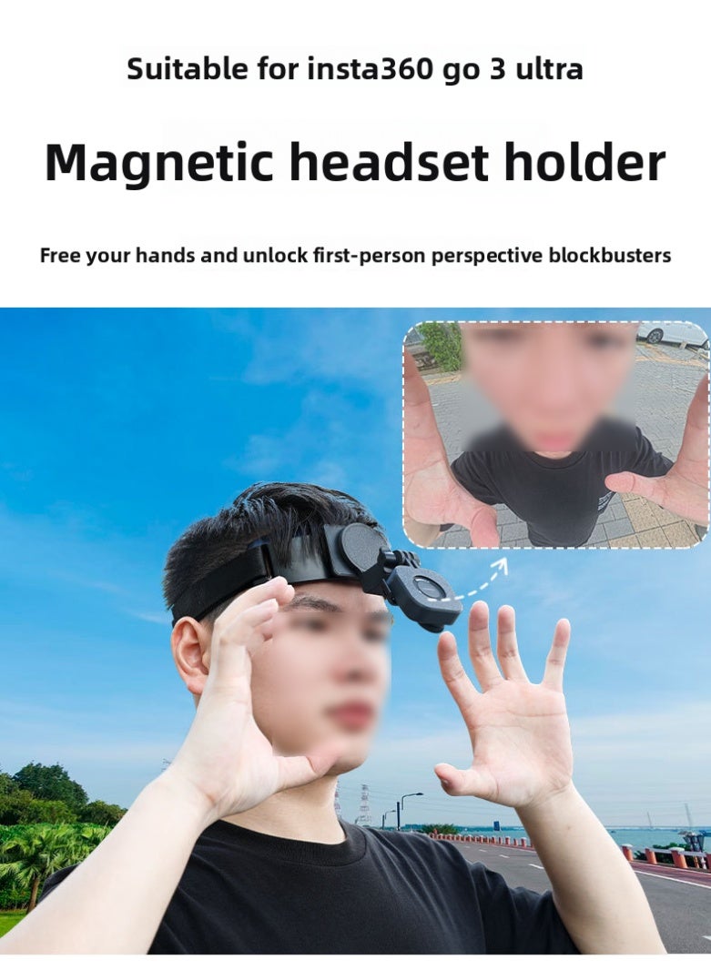 For Insta360 GO Ultra – Magnetic Head Mount, Hands-Free First-Person POV Camera Strap, Adjustable ±240° Angle, Comfortable Foam Padding - Image 2