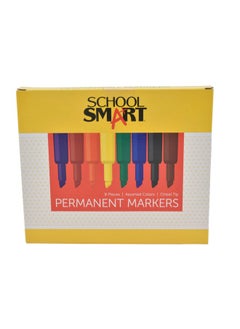 School Smart 1354254 Permanent Marker Set, Broad Chisel Tip, Assorted Colors (Pack Of 8), 0.63 H X 5.25 L X 5 W  - Image 1