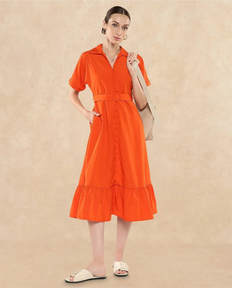Rareism Women's A-Line Midi Dress
