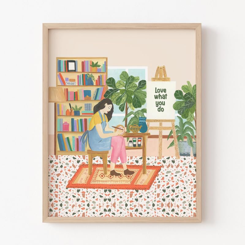 The Spring Palette (TSP) The Spring Palette Love What You Do Wall Painting Modern Art Painting for Living Room Bed Room and Office 11 x 14 inches Natural Frame 