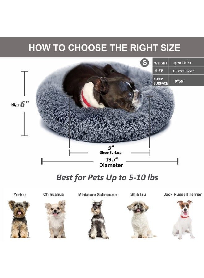 nononfish Small Calming Dogs Bed for Small Dogs Anti-Anxiety Machine Washable Fluffy Luxury Anti-Slip Waterproof Mute Base Warming Cozy Soft Pet Puppy Round Bed - Image 4