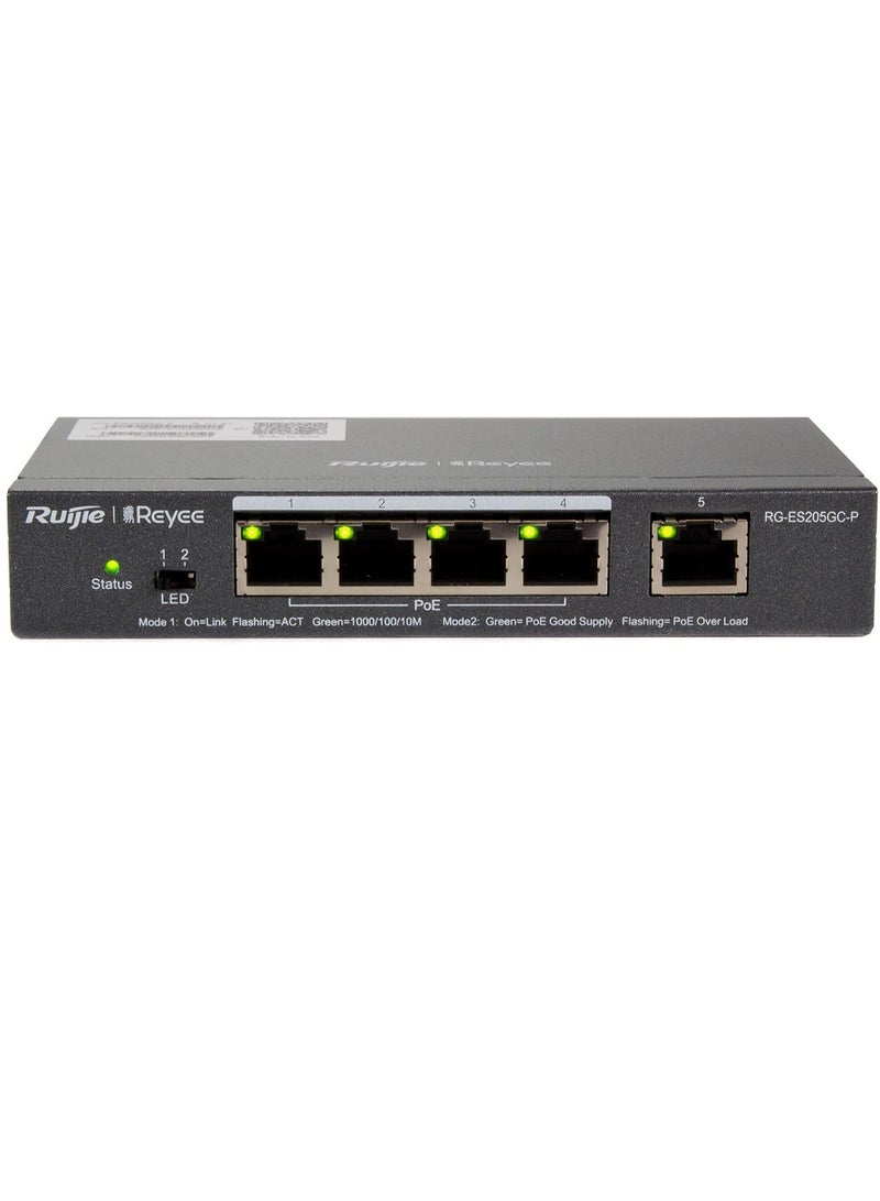 Ruijie RG-ES205GC-P, 5-Port Gigabit Smart Cloud Mananged PoE Switch - Image 2