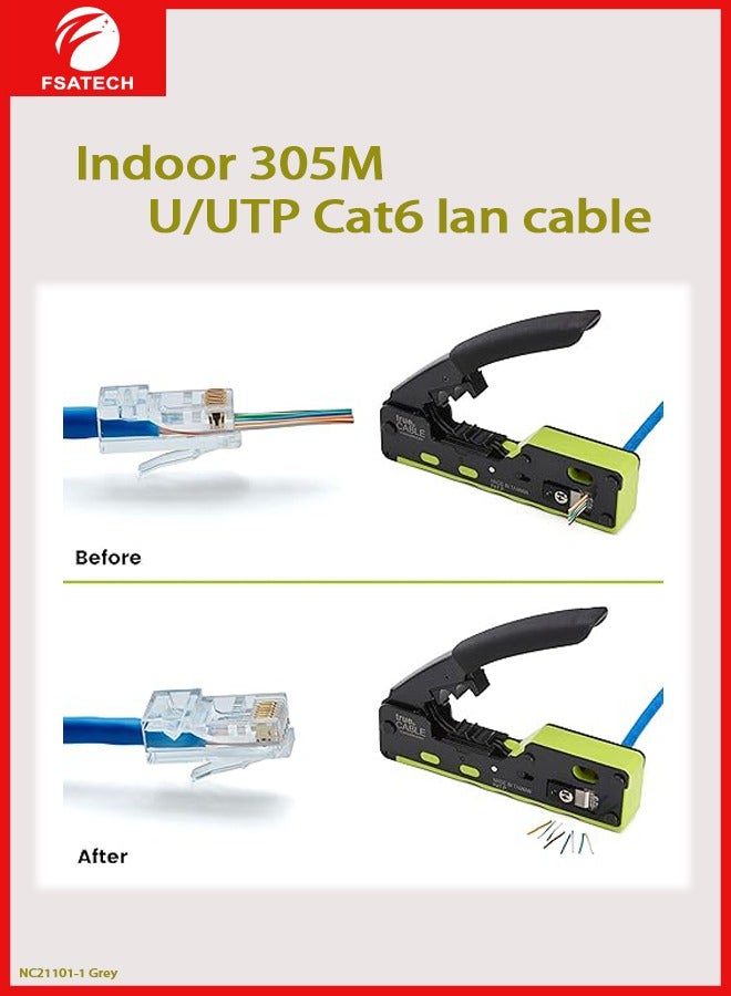 FSATECH Indoor NC21101-1 UTP Cat6 24AWG CCA Cable 305M/box Full 305M Good Quality - Image 2