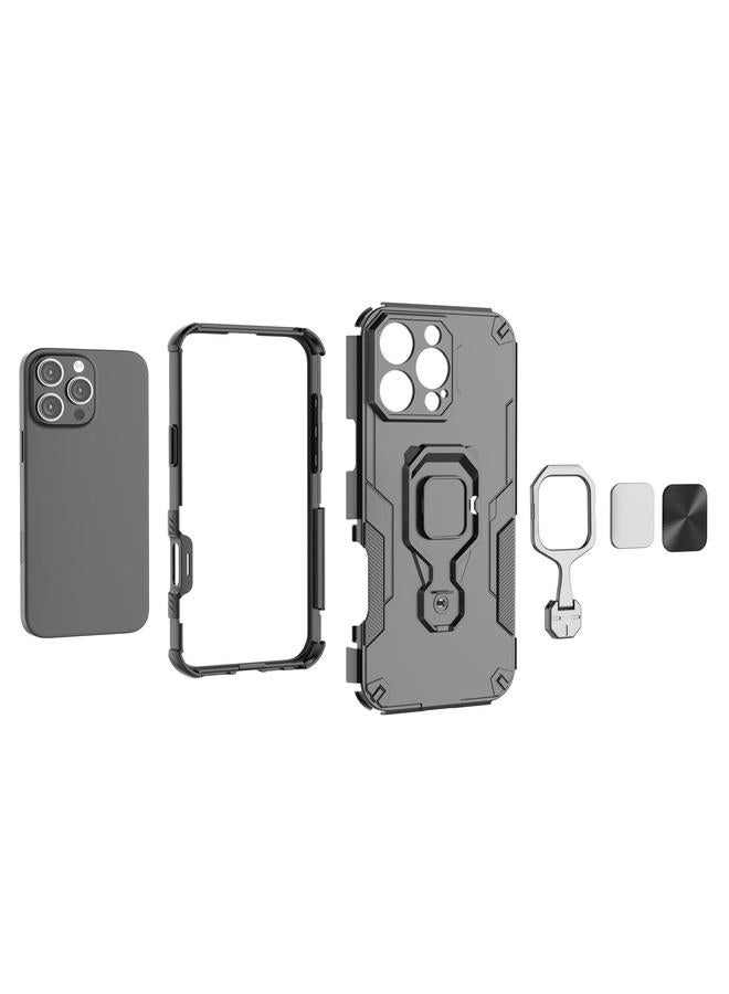 S-TOP Case For iPhone 16 Pro Max Metal Kickstand TPU Hybrid PC Phone Case - Image 5