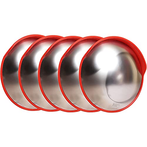 LADWA 24 Inch Convex Parking Safety Mirror with Adjustable Bracket, Wide Angle Traffic Security Mirror with Orange Frame for Garage, Driveway and Indoor Use, Pack of 1 - Image 1