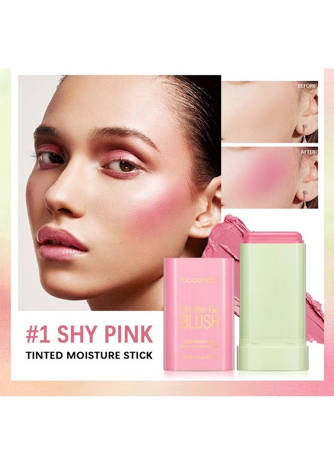 wenfeng Multi-Use Makeup Blush Stick,Cream Blush Stick,Solid Moisturizer Stick,Waterproof Natural Nude Makeup,Tinted Solid Moisturizer Stick for Eyes Lips Cheek (1#Shy Pink)  - Image 3