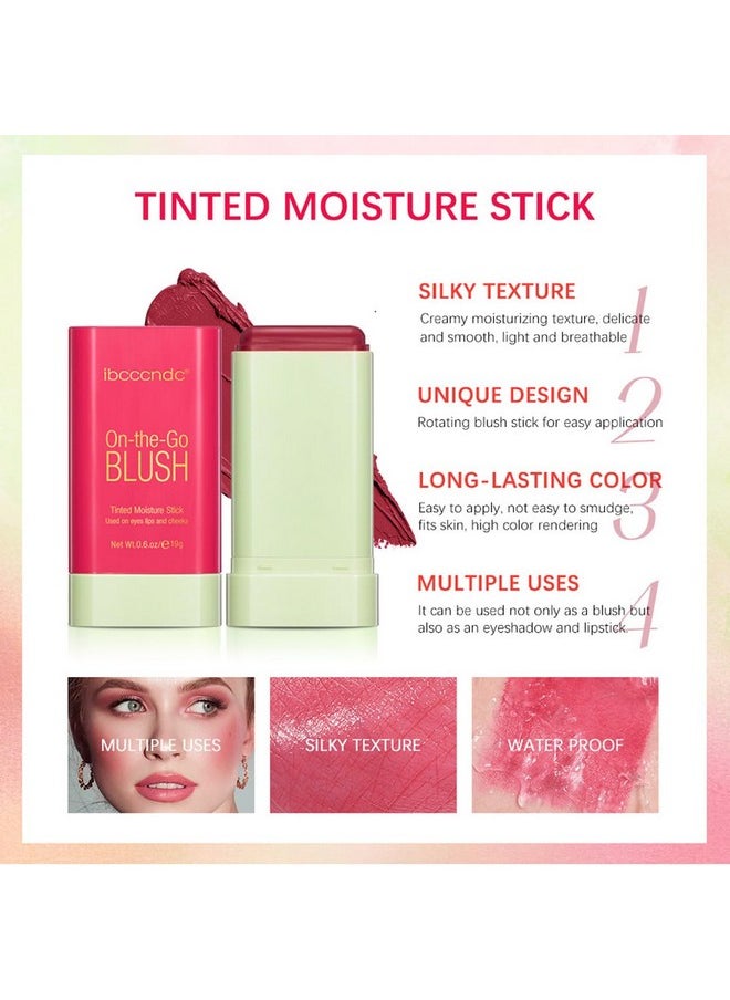 wenfeng Multi-Use Makeup Blush Stick,Cream Blush Stick,Solid Moisturizer Stick,Waterproof Natural Nude Makeup,Tinted Solid Moisturizer Stick for Eyes Lips Cheek (1#Shy Pink)  - Image 2