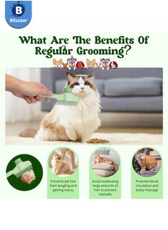 Pet Hair Removal Comb Flea Comb, 2025 New Cat Grooming Brush, Cat Brush with Release Button, De-Shedding Cat Hair Comb, Cat Grooming Supplies, Cat Brush for Short and Long Hair Cats (Green) - pzsku/ZB82561E738D432C487E3Z/45/_/1739443494/3d860ab9-59e9-4ad7-acbd-bdda96e57762