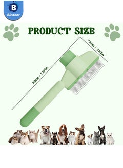 Pet Hair Removal Comb Flea Comb, 2025 New Cat Grooming Brush, Cat Brush with Release Button, De-Shedding Cat Hair Comb, Cat Grooming Supplies, Cat Brush for Short and Long Hair Cats (Green) - pzsku/ZB82561E738D432C487E3Z/45/_/1739443545/afaceb4a-2a0f-405a-90f2-a495c237041e