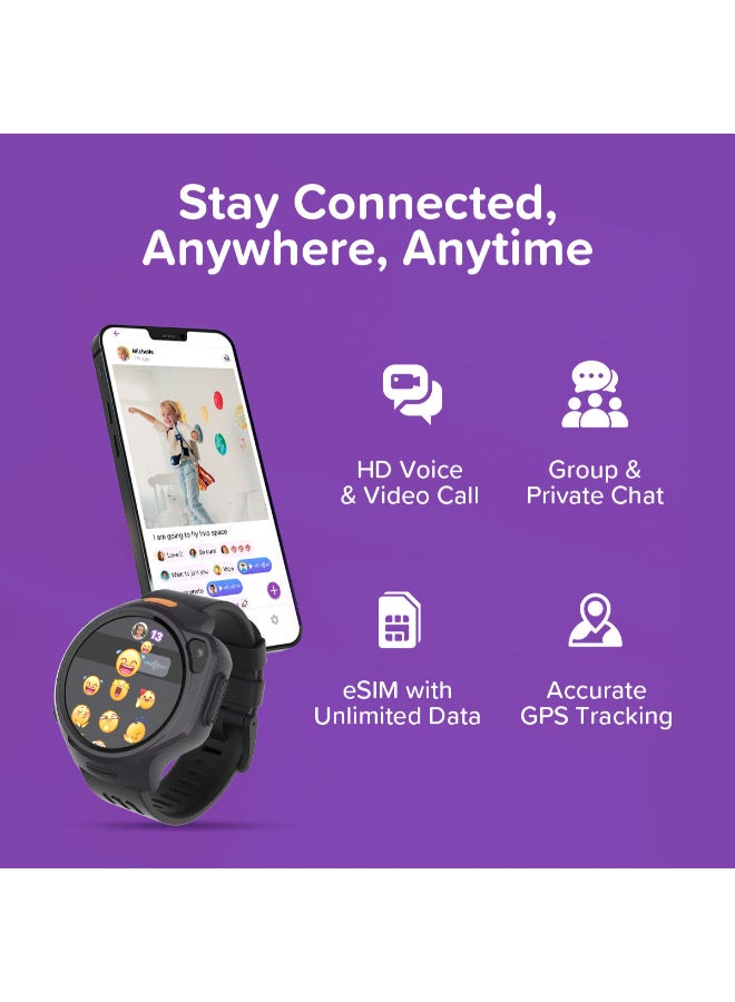 myFirst فون R2 | ساعة ذكية للأطفال، شاشة AMOLED بحجم 1.3"، مكالمات فيديو، رسائل، تتبع GPS في الوقت الحقيقي، زر SOS، تنبيهات السلامة، وضع المدرسة، تعمل في 85 دولة، للأعمار من 5-12 - وردي ماكاروني - Image 5