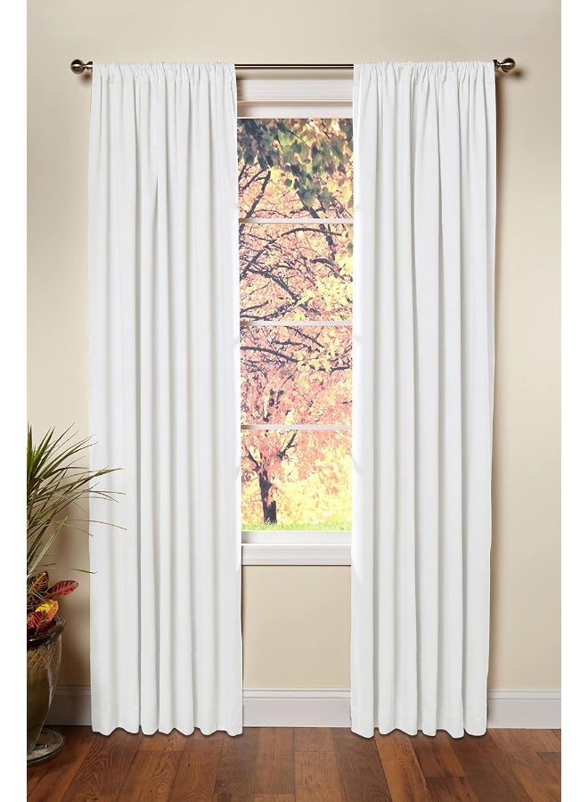 COTTON CRAFT - Set of 2-100% Cotton Duck Reverse Tab Top Bathroom Curtain Panel Set - 50x108 - White - Classic Elegance for a Clean Crisp Look - Each Panel is 50 in Wide - Image 4
