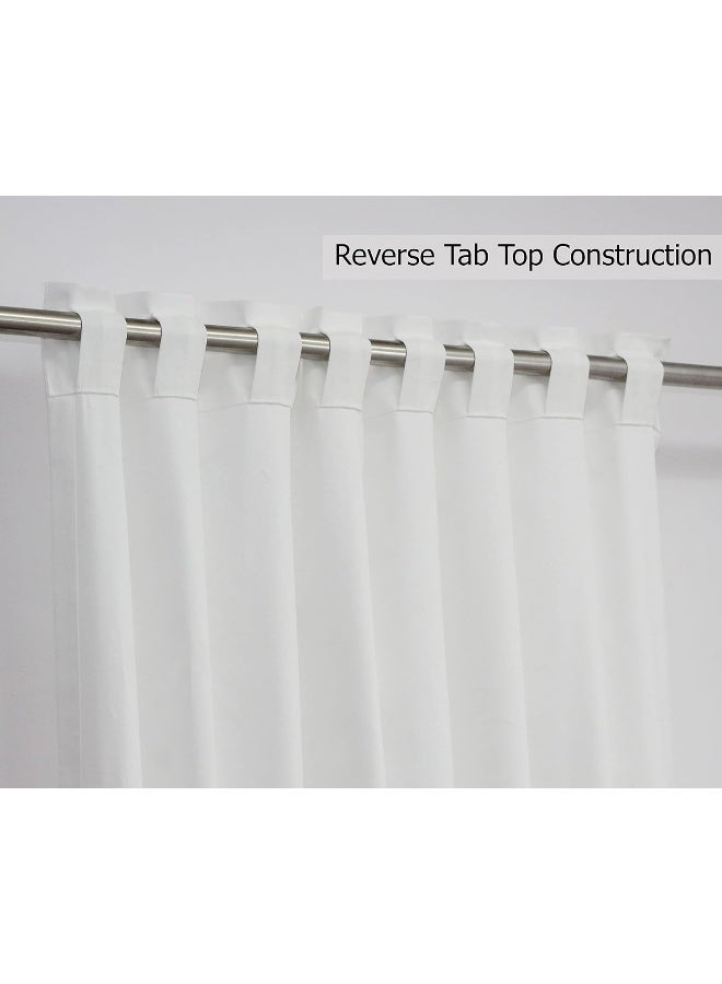 COTTON CRAFT - Set of 2-100% Cotton Duck Reverse Tab Top Bathroom Curtain Panel Set - 50x108 - White - Classic Elegance for a Clean Crisp Look - Each Panel is 50 in Wide - Image 1