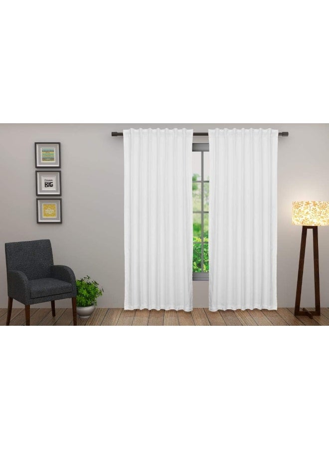 COTTON CRAFT - Set of 2-100% Cotton Duck Reverse Tab Top Bathroom Curtain Panel Set - 50x108 - White - Classic Elegance for a Clean Crisp Look - Each Panel is 50 in Wide - Image 3
