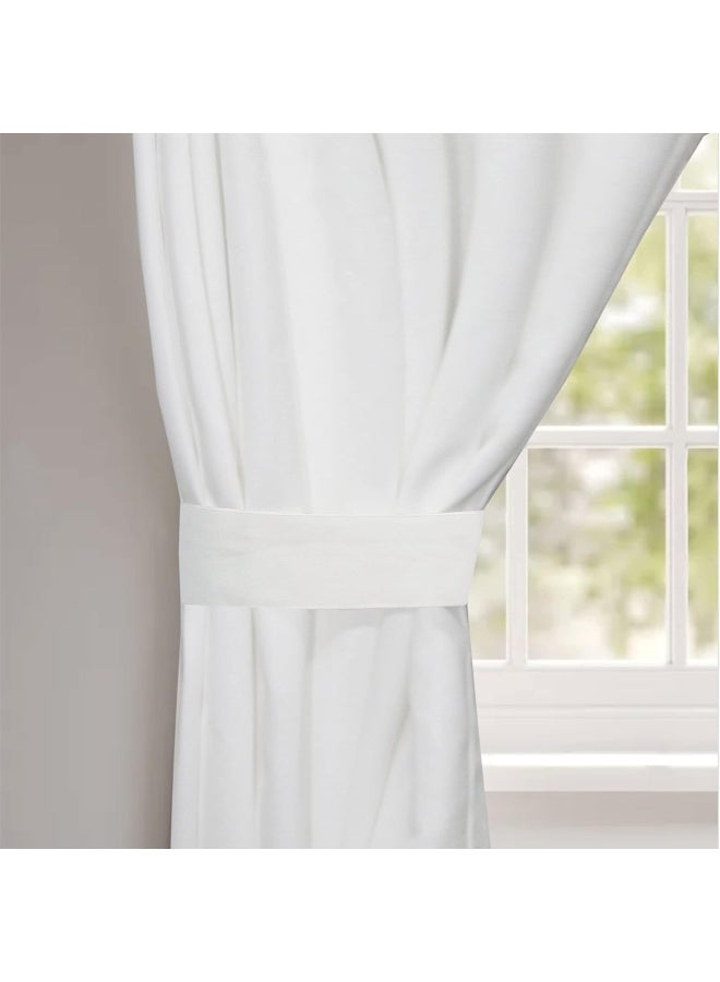 COTTON CRAFT - Set of 2-100% Cotton Duck Reverse Tab Top Bathroom Curtain Panel Set - 50x108 - White - Classic Elegance for a Clean Crisp Look - Each Panel is 50 in Wide - Image 5