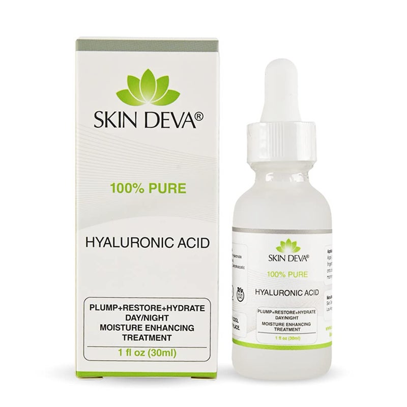 SKIN DEVA 100 Pure Hyaluronic Acid Serum For Face 1 oz of Discoloration Correcting Serum Anti Aging Anti Wrinkle Acid Locks in Essential Moisture Keeps Skin Hydrated Facial Serums For All Skin Types