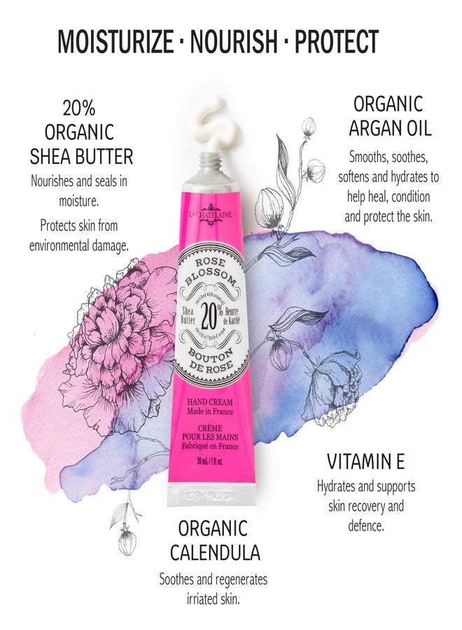La Chatelaine 20% Shea Butter Hand Cream Travel Size, Organic Argan Oil, Moisturizing, Nourishing, Repairing, Extra-Rich Hand Lotion, Made in France, Paraben Free, 1 oz / 30ml (Rose Blossom) - Image 2