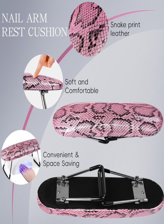 Krofaue Arm Rest for Nails Tech, Professional Microfiber Leather Nail Hand Rest Stand Arm Rest for Acrylic Nails Cushion Hand Holder with Non-slip - Nail Technician Use Must Have (Rose Pink) - Image 3