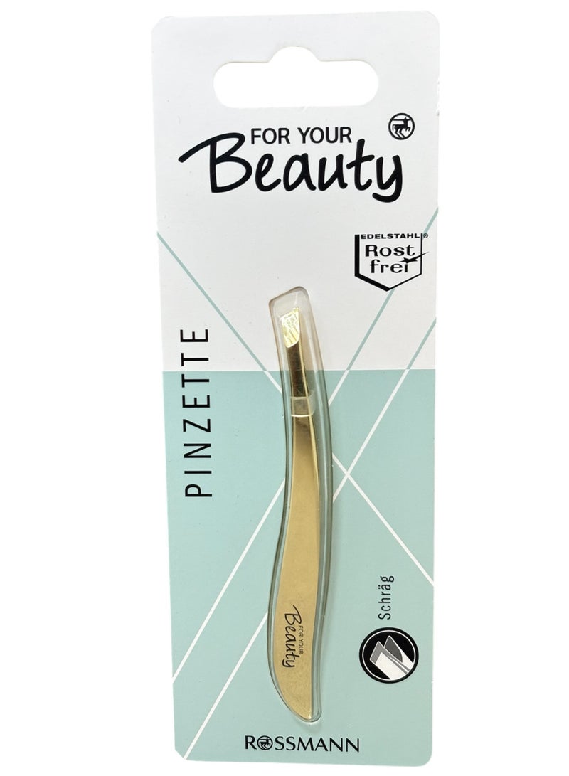 ROSSMANN German Brand -Tweezers slanted, Advanced Precision Tweezers for Safe and Clean Plucking of Even the Finest Hairs, tweezers eyebrow hair plucker. - Image 4