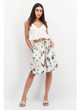 SELECTED FEMME Women Regular Fit Allover Printed Drawstring Shorts, Beige Combo  - Image 4