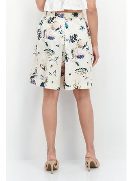 SELECTED FEMME Women Regular Fit Allover Printed Drawstring Shorts, Beige Combo  - Image 3