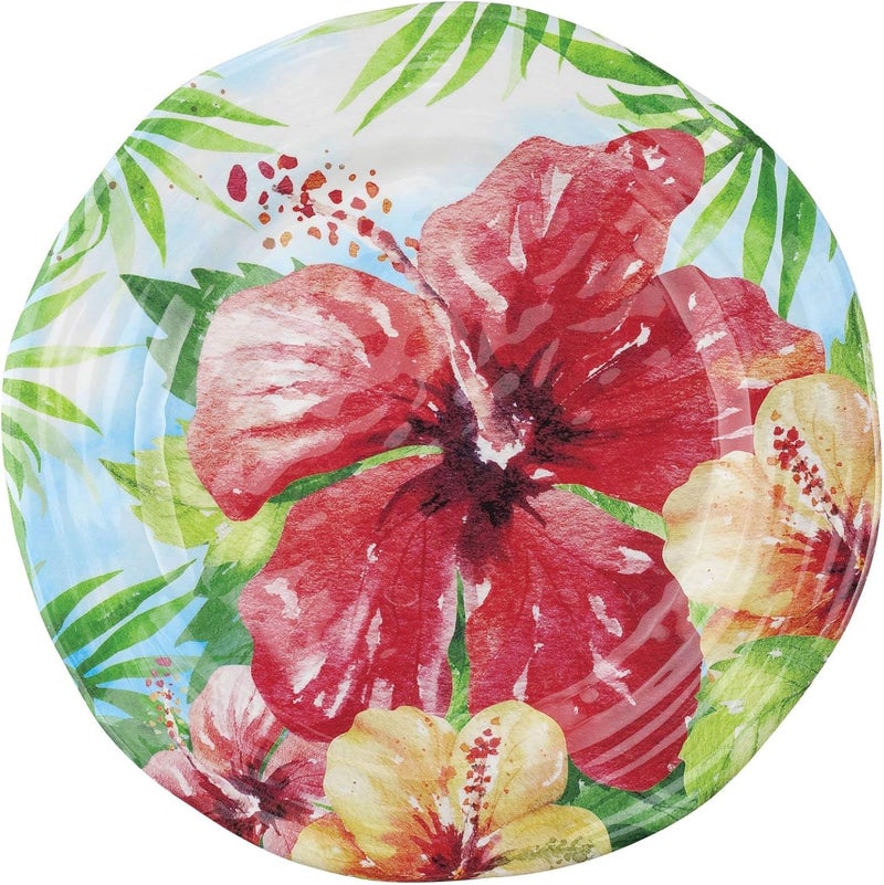 UPware 12 Piece Hibiscus Melamine Dinnerware Sets Outdoor Dishes Set Plates and Bowls Sets Service for 4 Multicolor - Image 5