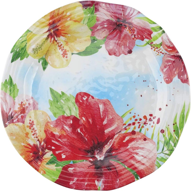 UPware 12 Piece Hibiscus Melamine Dinnerware Sets Outdoor Dishes Set Plates and Bowls Sets Service for 4 Multicolor - Image 4