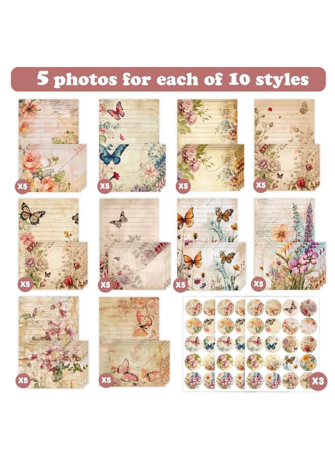 Bluejw Natural Plant Retro Flower Envelope Letter Paper 160 Pieces Creative High Sense Gift Party Nostalgic Suit - Image 2